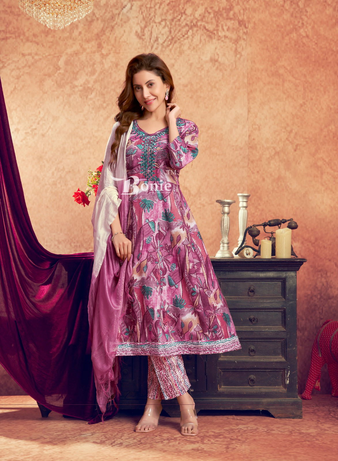 Aneri Vol 3 By Bonie Printed Anarkali Kurti With Bottom Dupatta Wholesale Price In Surat